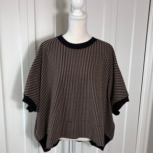 Alembika Black and Tan Knit Poncho Medium